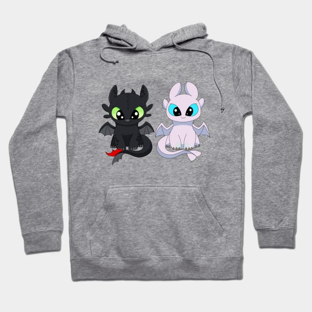 Dragon furies, toothless and light fury, kawaii dragons, how to train dragon Hoodie by PrimeStore